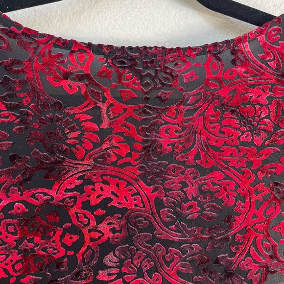 db established 1962 Womens Plus 2X Red Black Velvet Burnout Tiered Tunic Top - Picture 10 of 10